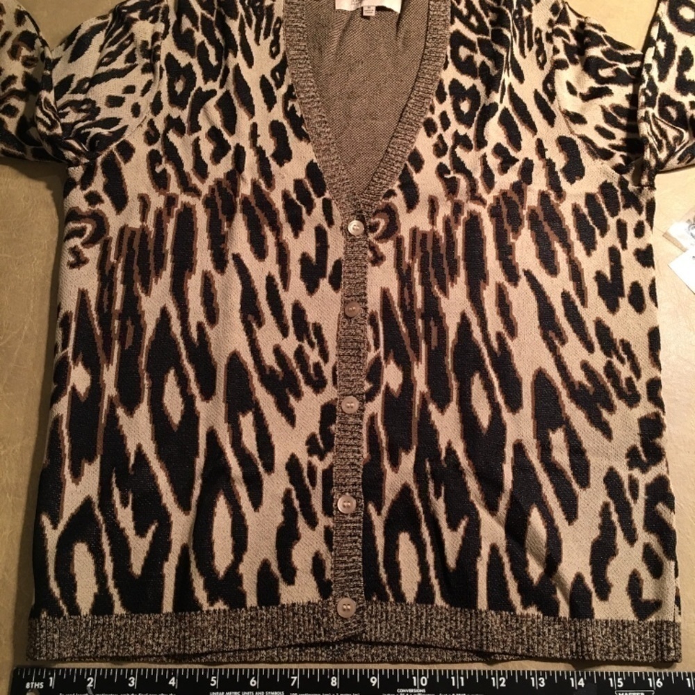 JONES NEW YORK Cardigan, NWT, Long Sleeves, BROWN/TAN LEOPARD, Size M - Picture 5 of 8